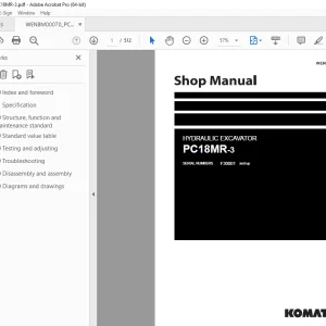 Komatsu PC18MR-3 Hydraulic Excavator PC18MR-3 Shop Manual WENBM00070 PDF