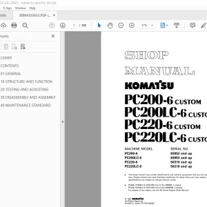 Komatsu PC200-6 PC200LC-6 PC220-6 PC220LC-6 Custom Excavator Shop Manual PDF