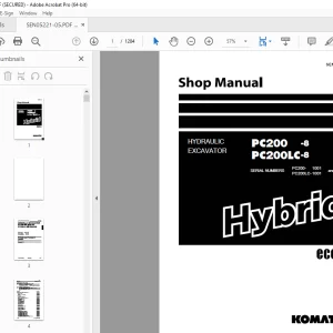 Komatsu PC200-8 PC200LC-8 Hydraulic Excavator Shop Manual SEN05221-05 PDF