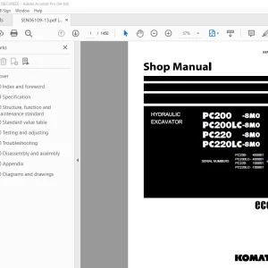 Komatsu PC200-8M0 PC200LC-8M0 PC220-8M0 PC220LC-8M0 Excavator Shop Manual SEN06109-13 - PDF DOWNLOAD 