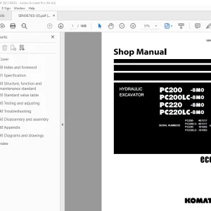 Komatsu PC200-8M0 PC200LC-8M0 PC220-8M0 PC220LC-8M0 Excavator Shop Manual PDF