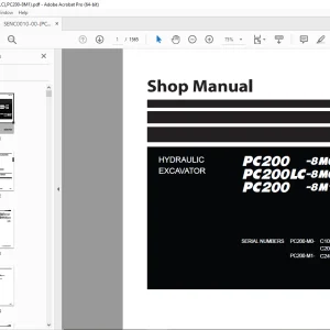 Komatsu PC200-8M0,PC200LC-8M0,PC200-8M1  Excavator Shop Manual  PDF