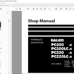 Komatsu PC200-8,PC200LC-8,PC220-8,PC220LC-8 Shop Manual SEN00084-03 PDF