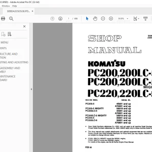 Komatsu PC200,200LC-5 PC200,200LC-5 MIGHTY PC220,22OLC-5 Shop Manual  PDF