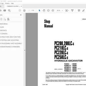 Komatsu PC200-6 to PC250-6 Series Excavator Repair Manual PDF