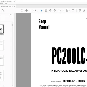 Komatsu PC200LC-6 Hydraulic Excavator Shop Manual SEBM0l0202 PDF
