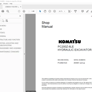 Komatsu PC200Z-6LE Hydraulic Excavator Shop Manual CEBM001700 PDF