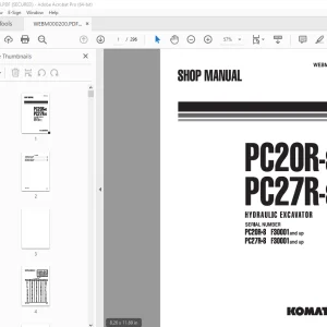 Komatsu PC20R-8 PC27R-8 Hydraulic Excavator Shop Manual WEBM000200 PDF  