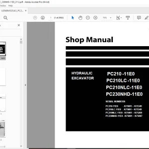 Komatsu PC210-11E0,PC210LC-11E0,PC210NLC-11E0,PC230NHD-11E0 Shop Manual PDF