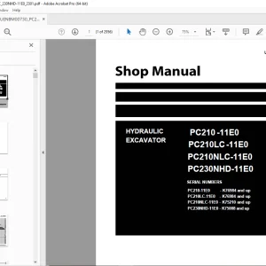 Komatsu PC210-11E0,PC210LC-11E0,PC210NLC-11E0,PC230NHD-11E0 Shop Manual PDF