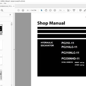 Komatsu PC210-11,PC210LC-11,PC210NLC-11,PC230NHD-11 Shop Manual PDF