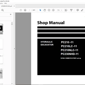 Komatsu PC210-11,PC210LC-11,PC210NLC-11,PC230NHD-11 Shop Manual PDF