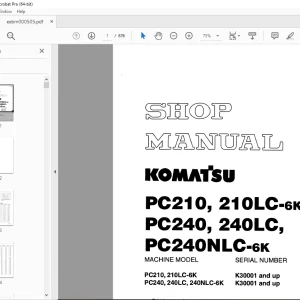 Komatsu PC210-6K PC210LC-6K,PC240-6K,PC240LC-6K,PC240NLC-6K Shop Manual PDF