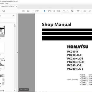 Komatsu PC210-8,PC210LC-8,PC210NLC-8,PC230NHD-8,PC240LC-8,PC240NLC-8 Shop Manual PDF