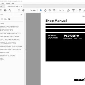 Komatsu PC210LC-11 Hydraulic Excavator Shop Manual SEN06695-01 PDF