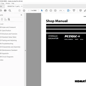Komatsu PC210LC-11 Hydraulic Excavator Shop Manual SEN06734-11 PDF