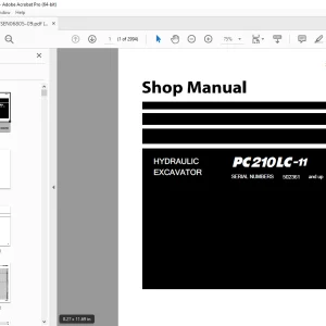 Komatsu PC210LC-11 Hydraulic Excavator Shop Manual SEN06805-09 PDF