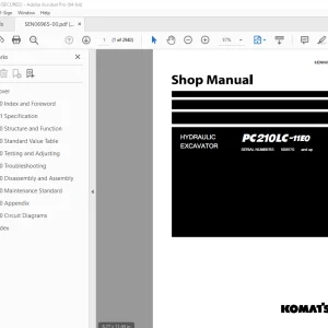 Komatsu PC210LC-11E0 Excavator Shop Manual SEN06965-00 PDF