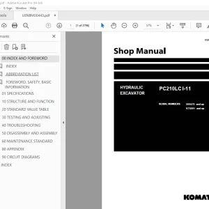 Komatsu PC210LC I-11 Hydraulic Excavator Shop Manual UENBM00443 PDF
