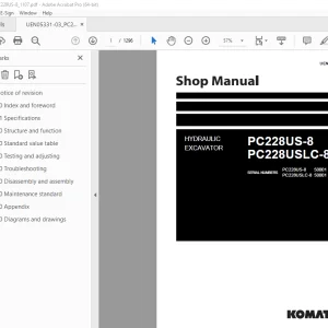 Komatsu PC228US-8 PC228USLC-8 Excavator Shop Manual UEN05331-03 PDF