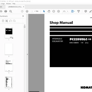 Komatsu PC228USLC-10 Hydraulic Excavator Shop Manual UENBM00320 PDF
