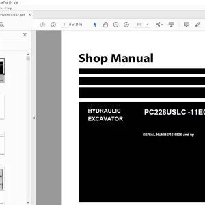 Komatsu PC228USLC-11E0 Hydraulic Excavator Shop Manual UENBM00552 PDF