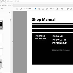 Komatsu PC240-11,PC240LC-11,PC240NLC-11 Excavator Shop Manual  PDF