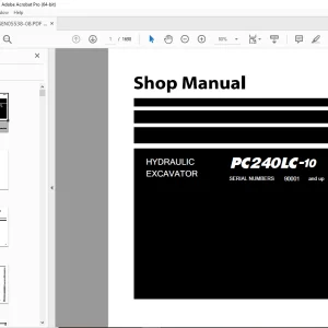 Komatsu PC240LC-10 Hydraulic Excavator Shop Manual SEN05538-08 - PDF DOWNLOAD