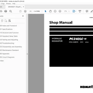 Komatsu PC240LC-11 Hydraulic Excavator Shop Manual SEN06807-09 PDF