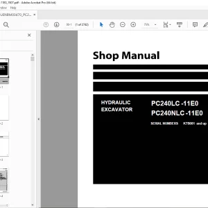 Komatsu PC240LC-11E0,PC240NLC-11E0 Hydraulic Excavator Shop Manual PDF