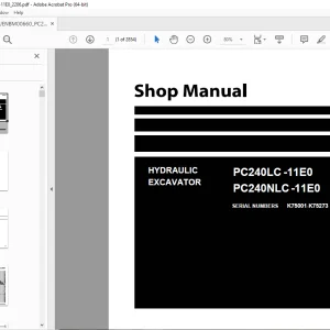 Komatsu PC240LC-11E0,PC240NLC-11E0 Hydraulic Excavator Shop Manual PDF