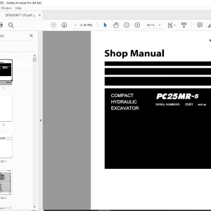 Komatsu PC25MR-5 Compact Hydraulic Excavator Shop Manual SEBN06967-00 - PDF