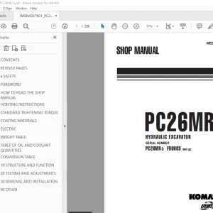 Komatsu PC26MR-3 Hydraulic Excavator Shop Manual WEBM007901 PDF