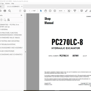 Komatsu PC270LC-8 Hydraulic Excavator Shop Manual PDF
