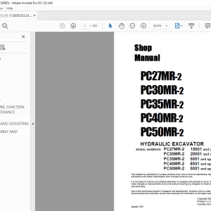 Komatsu PC27MR-2 PC30MR-2 PC35MR-2 PC40MR-2 PC50MR-2 EXCAVATOR Shop Manual - PDF