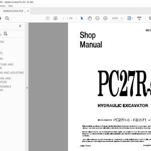 Komatsu PC27R-8 Hydraulic Excavator Shop Manual WEBM002900 -  PDF DOWNLOAD