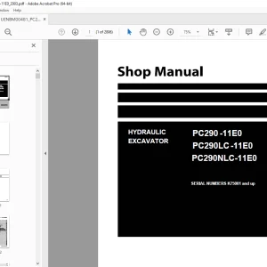 Komatsu PC290-11E0,PC290LC-11E0,PC290NLC-11E0 Shop Manual PDF