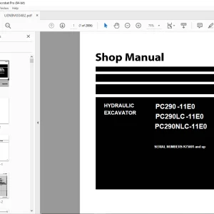 Komatsu PC290-11E0,PC290LC-11E0,PC290NLC-11E0  Shop Manual PDF