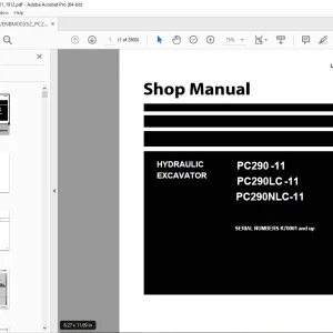 Komatsu PC290-11,PC290LC-11,PC290NLC-11  Excavator Shop Manual PDF