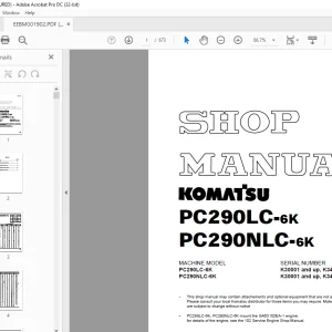 Komatsu PC290LC-6K PC290NLC-6K Shop Manual EEBM001902 - PDF DOWNLOAD