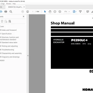 Komatsu PC290LC-8 Hydraulic Excavator Shop Manual SEN06728-04 PDF