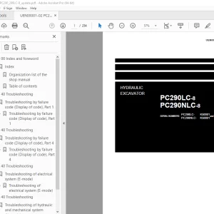 Komatsu PC290LC-8 PC290NLC-8 Hydraulic Excavator Shop Manual PDF