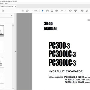 Komatsu PC300-3,PC300LC-3,PC360LC-3  Excavator Shop Manual PDF