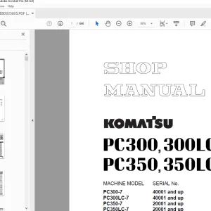 Komatsu PC300-7,PC300LC-7, PC350-7,PC350LC-7 Excavator Shop Manual PDF