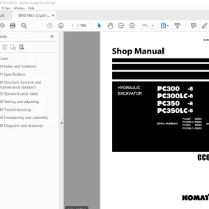 Komatsu PC300-8 PC350-8 Series Excavator Service Manual PDF Download