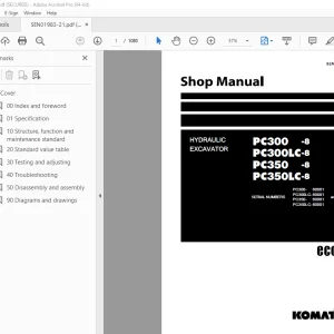 Komatsu PC300-8 PC300LC-8 PC350-8 PC350LC-8 Excavator Shop Manual PDF