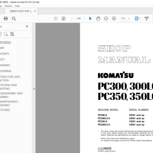 Komatsu PC300.300LC-6 PC350,350LC-6 33001 and up Shop Manual SEBD014307 PDF