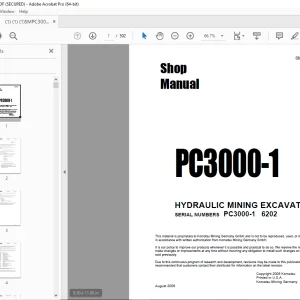 Komatsu PC3000-1 Hydraulic Mining Excavator Shop Manual SMPC30006202 PDF