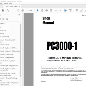 Komatsu PC3000-1 Hydraulic Mining Shovel Shop Manual SN 6194 PDF