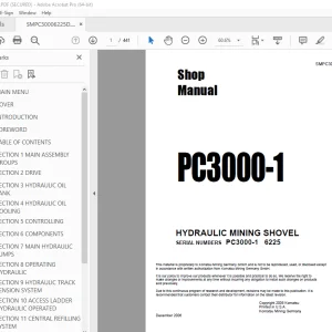 Komatsu PC3000-1 Hydraulic Mining Shovel Shop Manual SN 6225 PDF